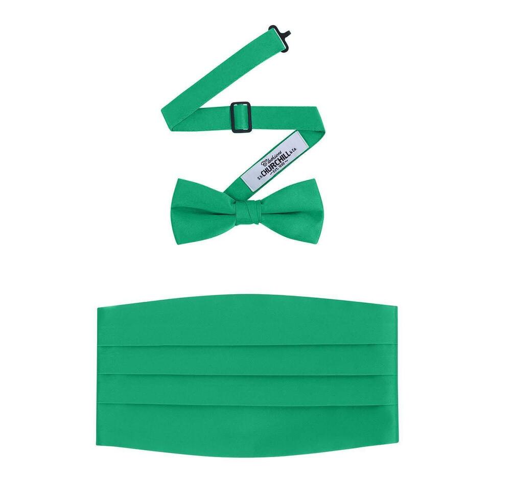 9329 Formal Satin Bowtie and Cummerbund Set - Kelly Green, By S. H.